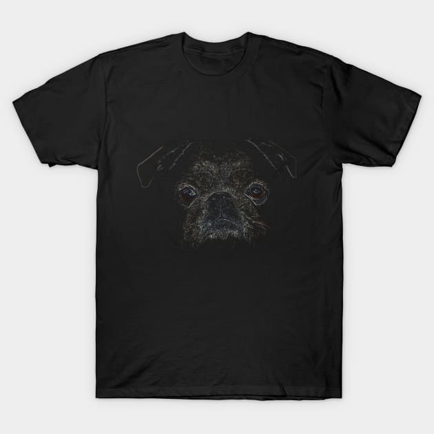 pug, Colourful, black shirt T-Shirt by hottehue